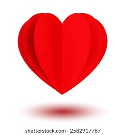 Red heart made with sparkles or glitter, love symbol isolated on transparent background. 3D vector holiday element