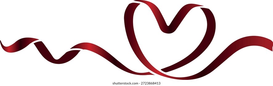 Corazón rojo hecho de cinta delgada roja en un marco decorativo, para el diseño de postales, Anuncios o carteles