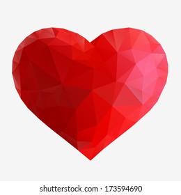 Red heart made of triangles.