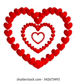 Red heart for the medicine or Valentine's Day. Hearts applied on the path. Vector eps 10.