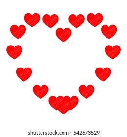 Red heart for the medicine or Valentine's Day. Hearts applied on the path. Vector eps 10.