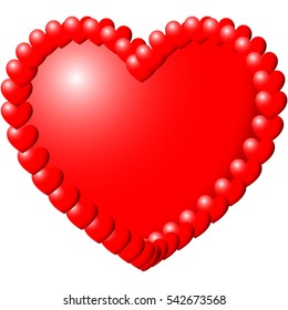 Red heart for the medicine or Valentine's Day. Hearts applied on the path. Vector eps 10.
