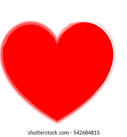 Red heart for the medicine or Valentine's Day. Heart have path draw in watercolor style. Vector eps 10
