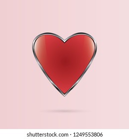 Red heart in a metal shell