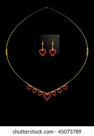 Red heart necklace set - vector version