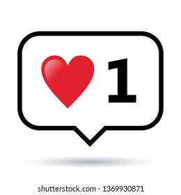 red heart, number one, notification 