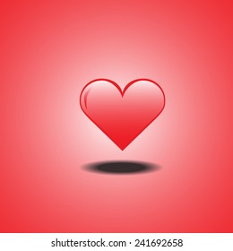Red heart on red background.
