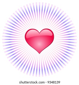 Red heart on a background of blue beams