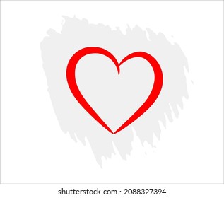 A red heart on the background of a brushstroke on the wall.