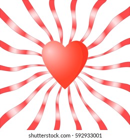 red heart on the background of emerging bands