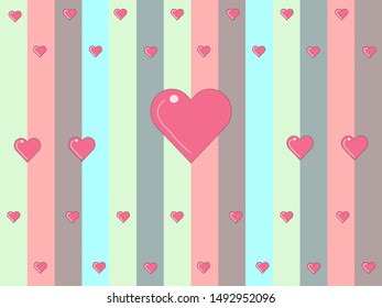 Red Heart on Background Pastel Color 