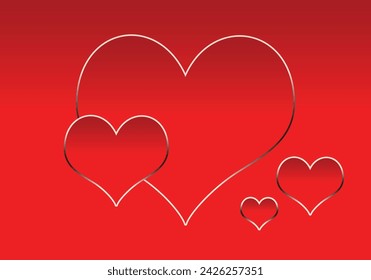 Red heart on red background. A sign of love. Vector illustration.