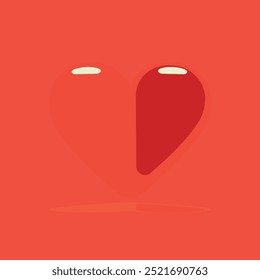 Red heart on a red background with sparkling elements