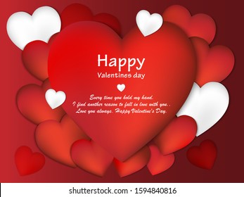 Red Heart on background, Valentines Day, minimal love wallpaper, invitation card or for your idea. vector illustration