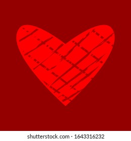 red heart on red background. vector illustration 