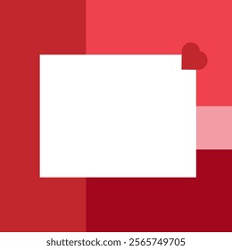 A red heart on a background of red, white and pink rectangles. A place for your text