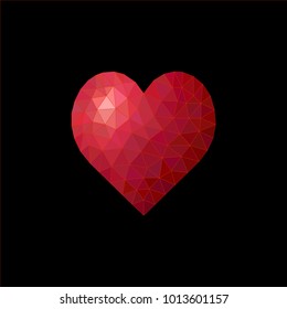 Red heart on black background