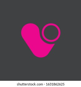 Red heart on black background. Vector flat illustration. My love, Valentine's day. Love in my life. I love you. You are my love