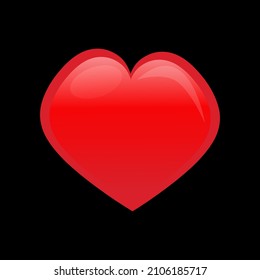 Red heart on black background. 