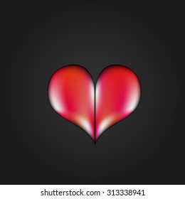red heart on a black background