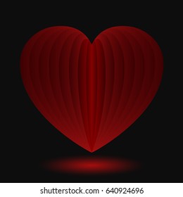 Red heart on a black background - vector