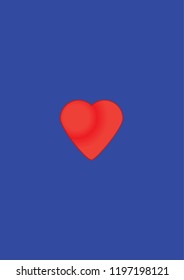 Red heart on the blue background