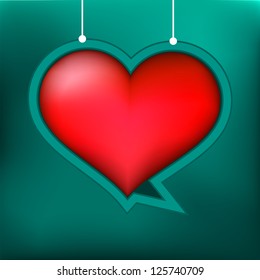 Red heart on blue background with gradient mesh.  + EPS8 vector file