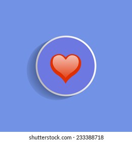 red heart on a blue background with shadow