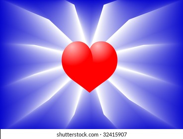 Red heart on a blue background