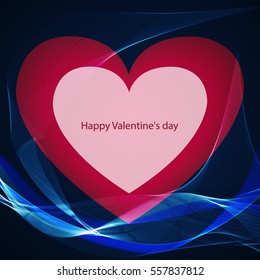 Red heart on a blue background, card