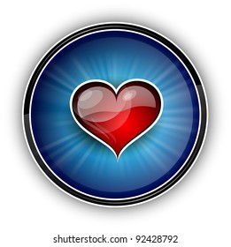 red heart on the blue background