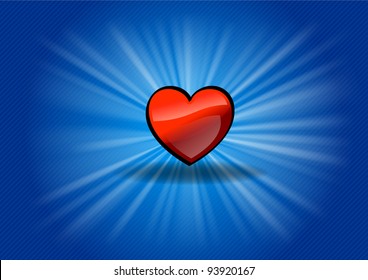 red heart on the blue background