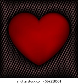 Red Heart on Dark Background of Intertwined Line 