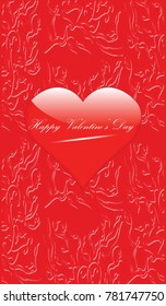 Red heart on decorative abstract background - vector art illustration. St. Valentine's Day.