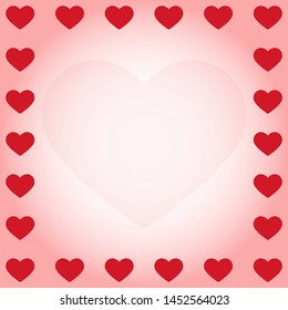 
Red heart on the edges of a pink gradient background with a heart silhouette in the middle. Ideal solution for design and decoration of greetings.