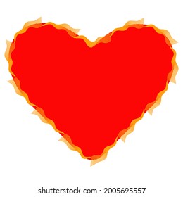 El corazón rojo se incendia. Corazones decorativos. Ilustración vectorial aislada sobre fondo blanco