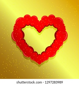 
Red heart on a gold background.