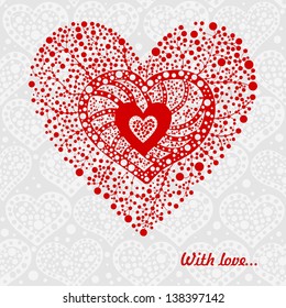 red heart on gray