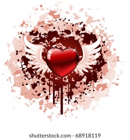 Red Heart on grunge background, illustration