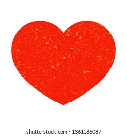 
Red heart on an isolated white background. Heart in grunge style. Decorative element for design and decoration. Vector illustration.