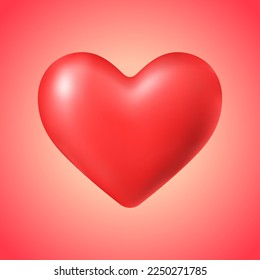 Red heart on light red background. Vector illustration. Beautiful design element for poster, banner, icon, button, greeting card, invitation, social post.