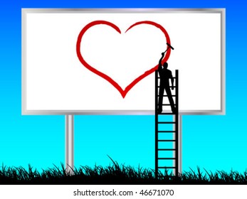 red heart on panel
