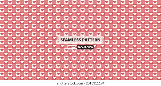 Red heart on peach square pattern background