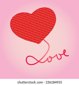 Red heart on pink background
