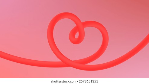 Red heart on a pink background. Valentine's Day