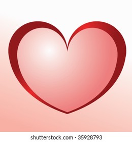 Red heart on pink background