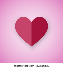 Red heart on pink background, stock vector