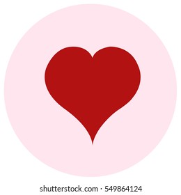 Red heart on pink background. Flat