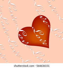 red heart on a pink background, vector illustration