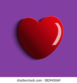 Red heart on a purple background